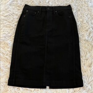 J Crew black midi denim skirt Size 6